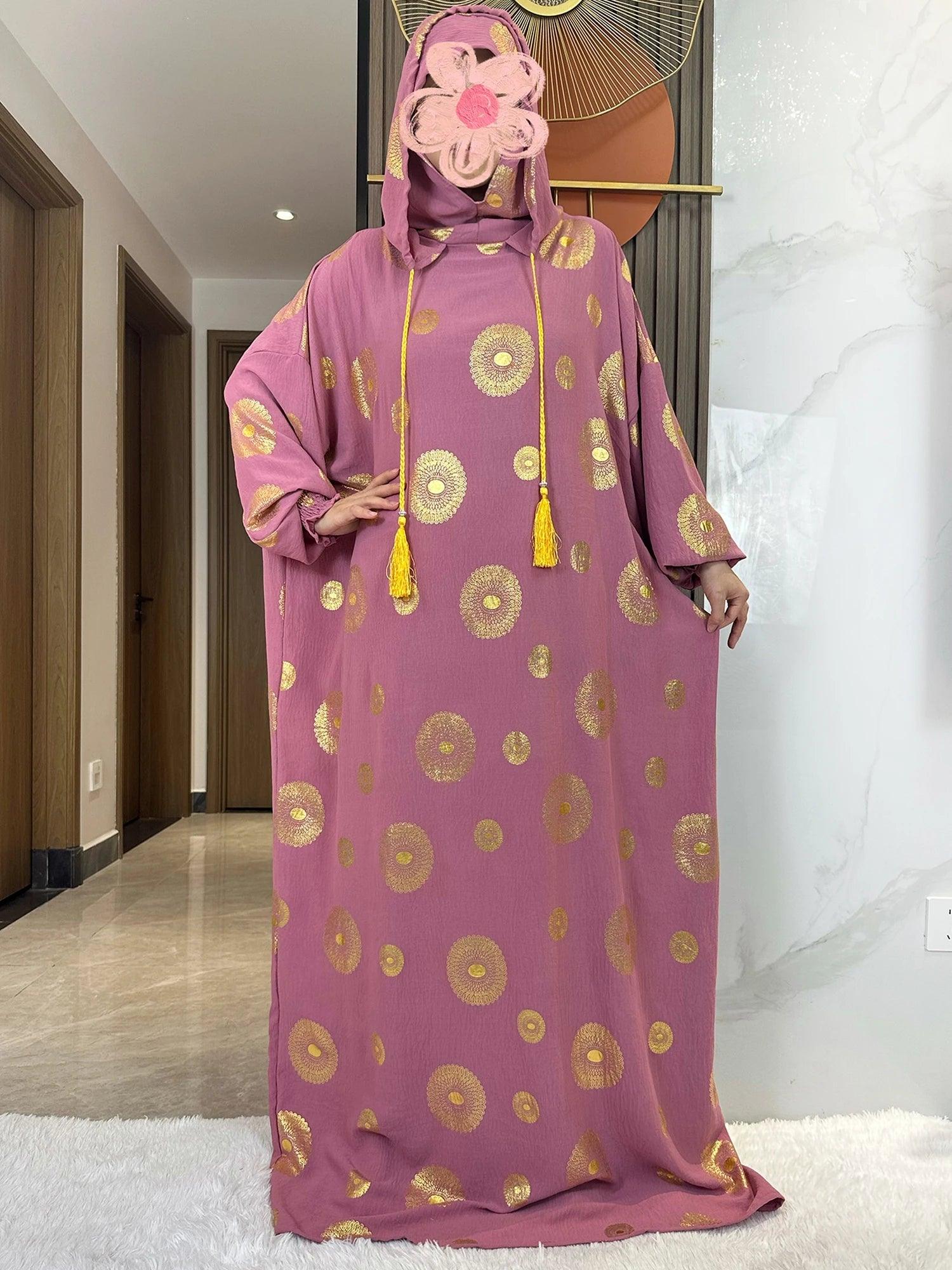 Gold Dust Two-Hat Cotton Abaya – Shimmering Prayer Kaftan