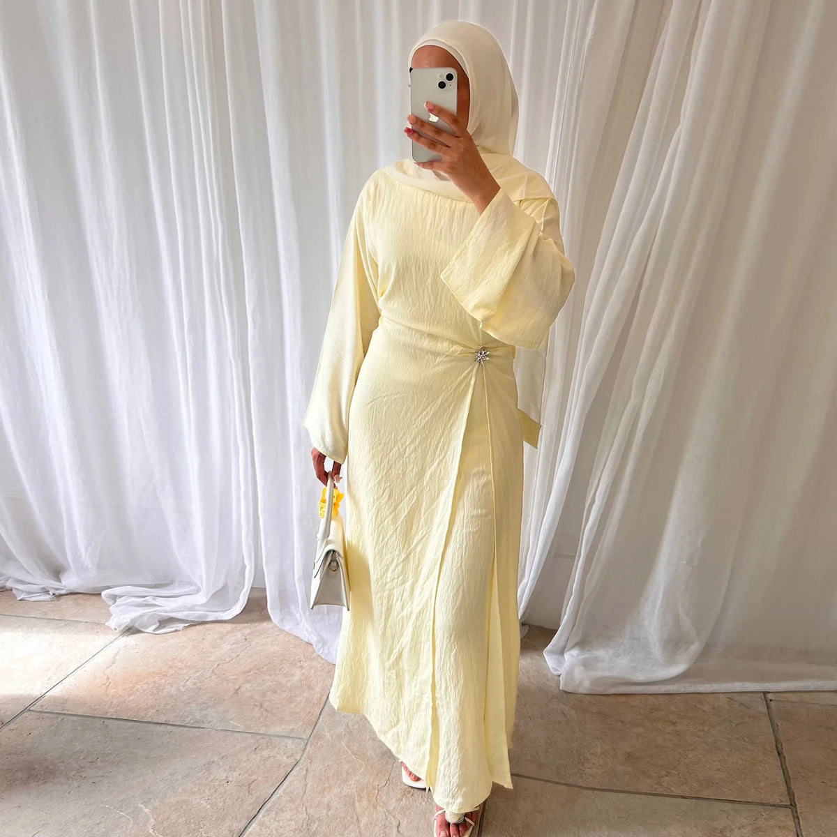 Draped-Waist A-Line Maxi Dress — Yellow | HIA
