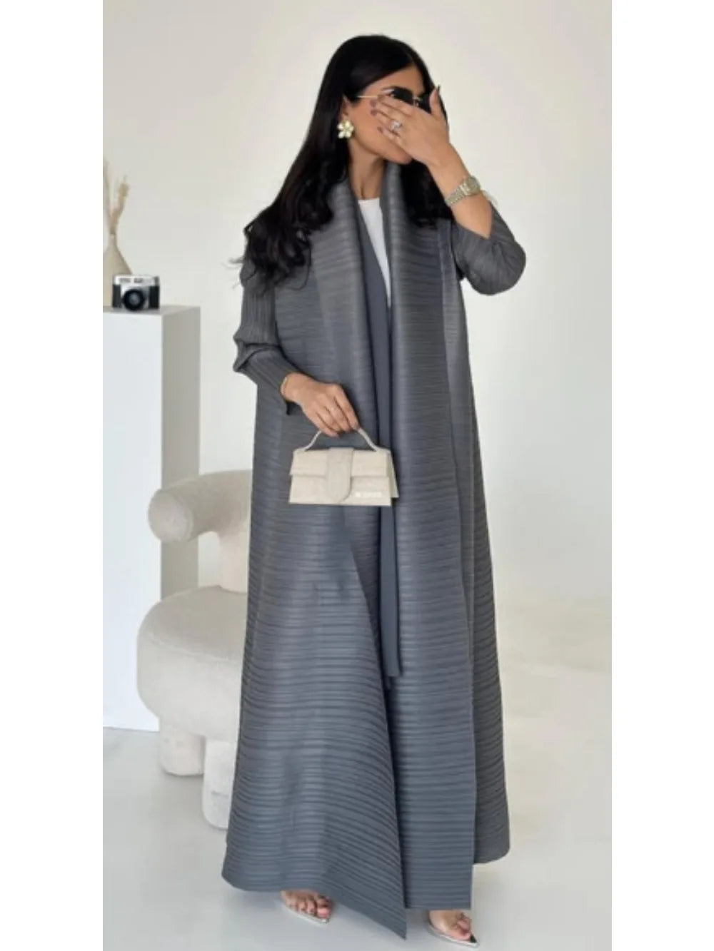 Pleated Open Abaya — design and styling view 4