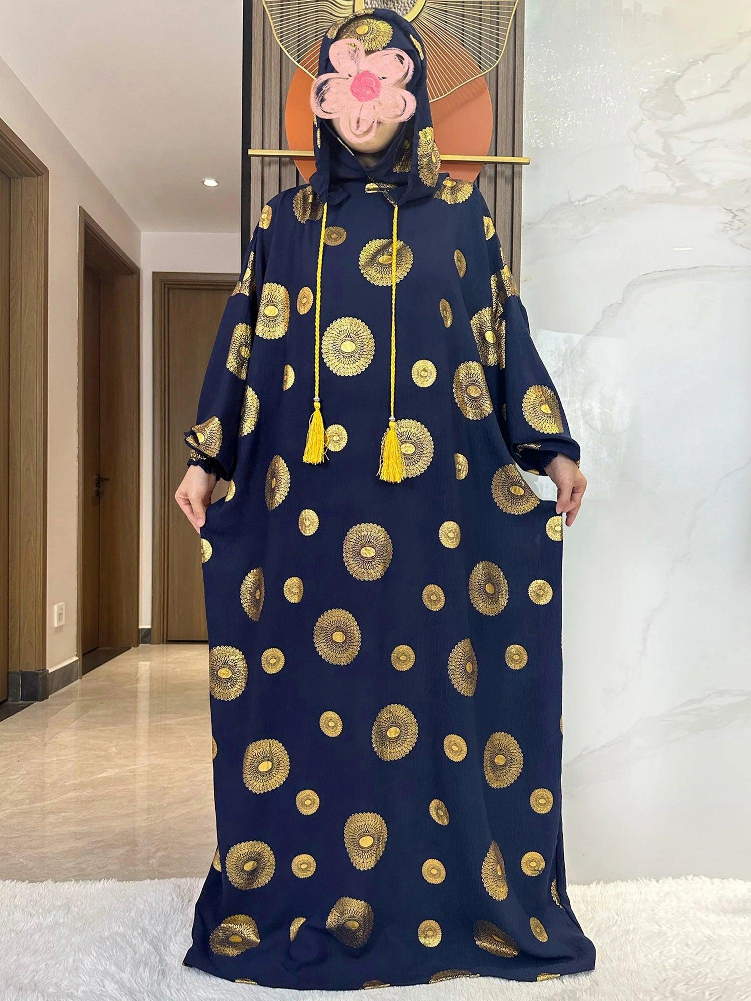 Gold Dust Two-Hat Cotton Abaya – Shimmering Prayer Kaftan