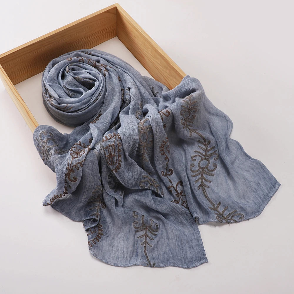 HIA Ornamental Crinkle Hijab — scarf styling and fabric detail, view 6