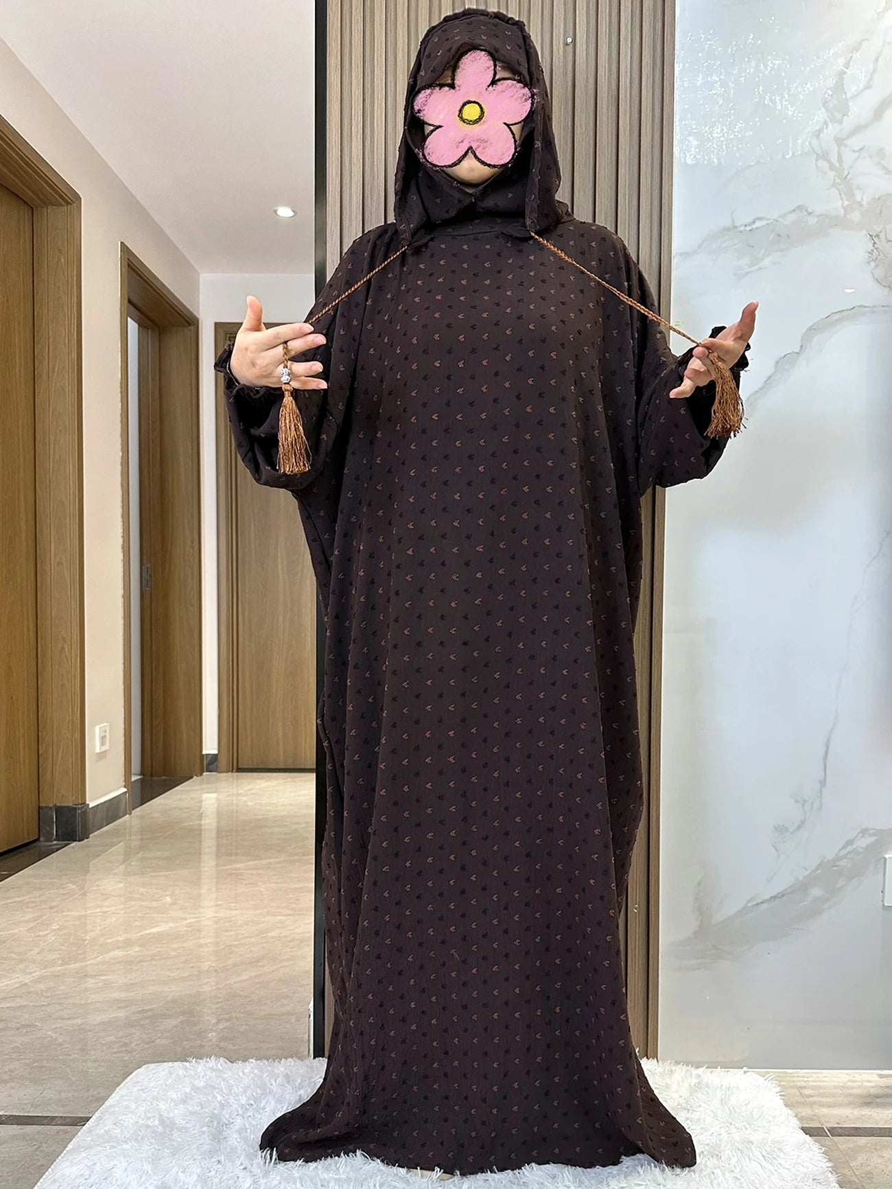 Two-Hat Cotton Abaya – Solid Ramadan Prayer Kaftan