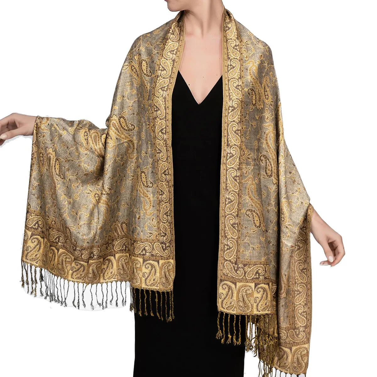 Paisley Border Fringe Shawl — product image 10 | HIA