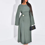 Draped-Waist A-Line Maxi Dress — Smoky gray | HIA
