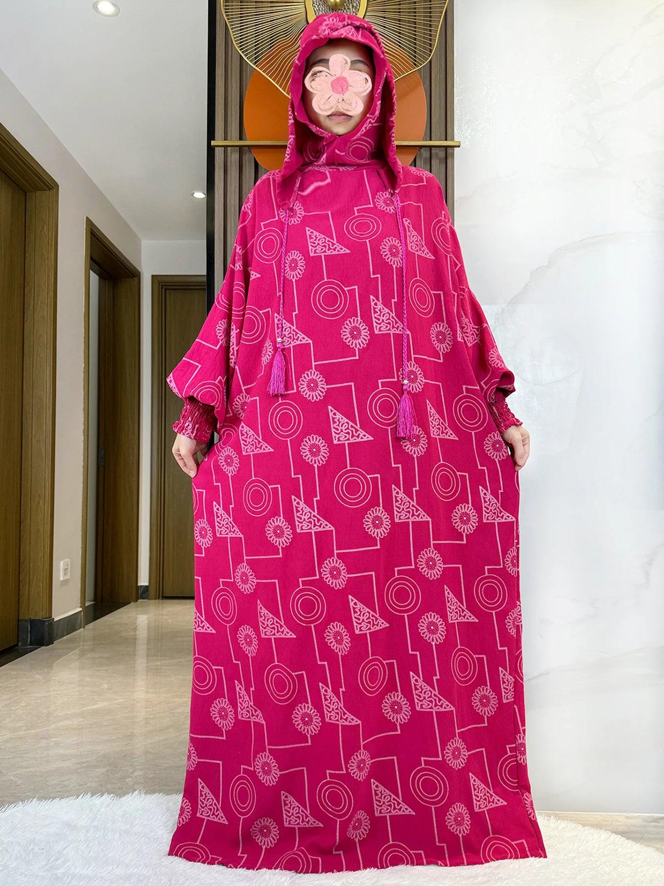 Double-Hooded Tassel Abaya – Loose Cotton Kaftan