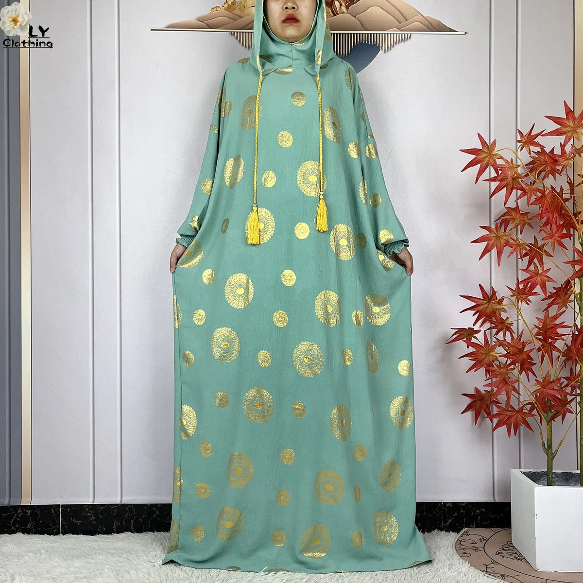 Printed Hooded Prayer Dress — Mint | HIA