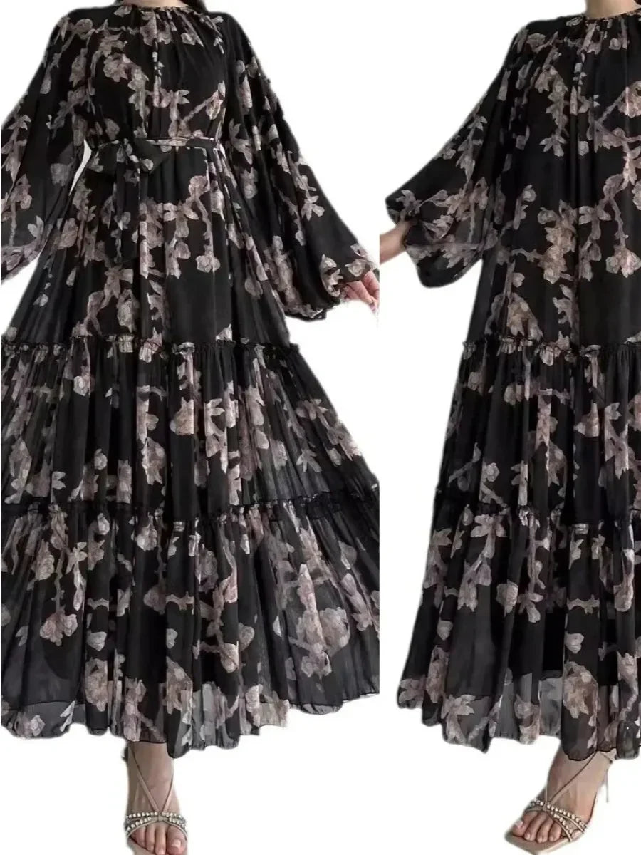 HIA Botanical Tiered Maxi Dress — floral dress styling and detail 6