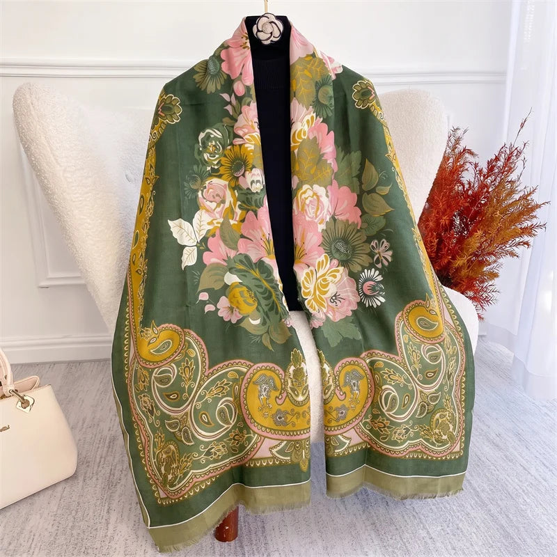 HIA Floral Paisley Satin Scarf — product view 4; scarf only