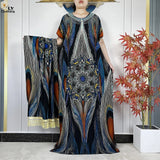Multicolor Maxi Kaftan & Scarf Set — Blue Multicolor | HIA
