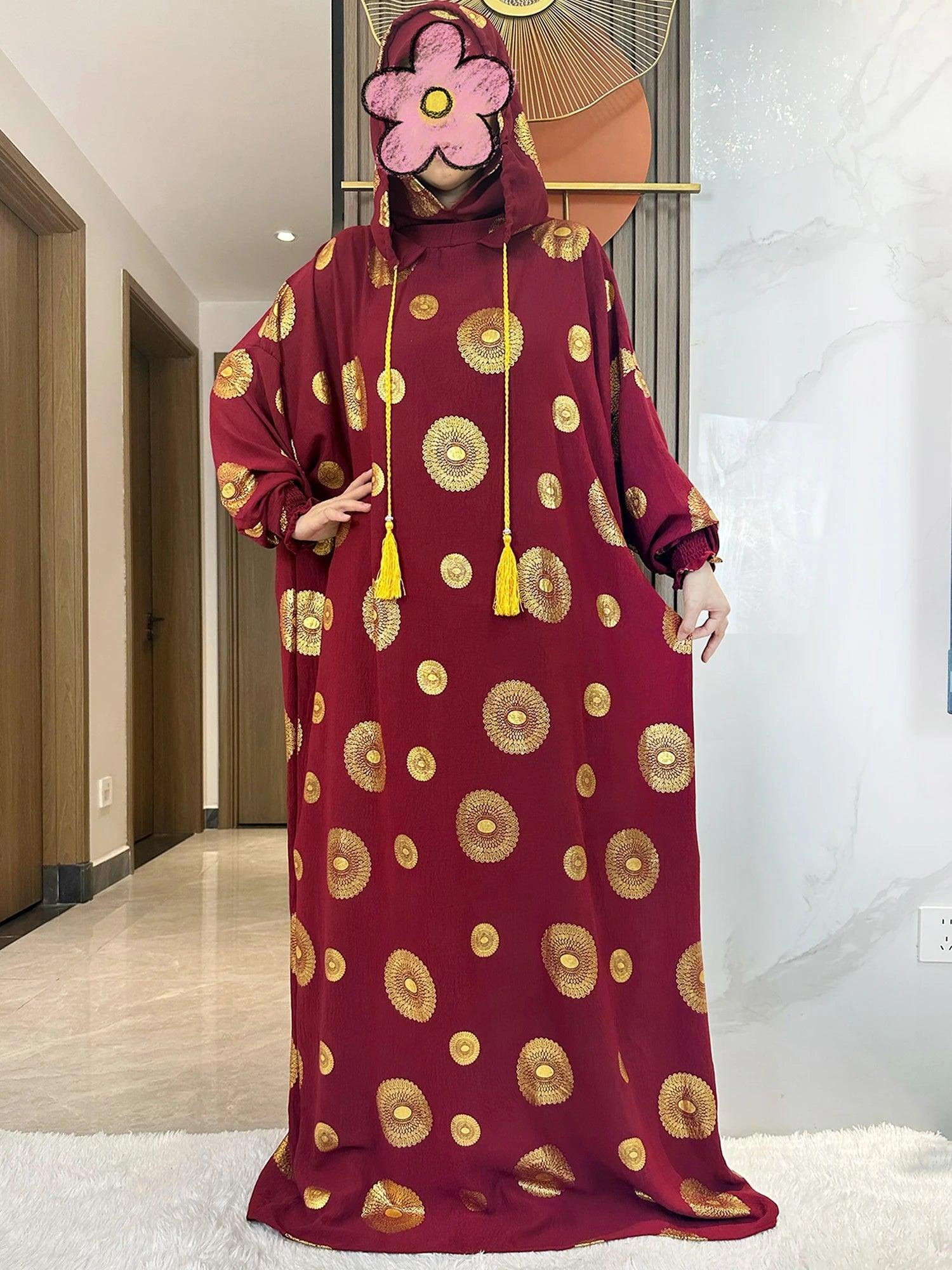 Gold Dust Two-Hat Cotton Abaya – Shimmering Prayer Kaftan