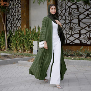 Textured Stripe Open Abaya | HIA