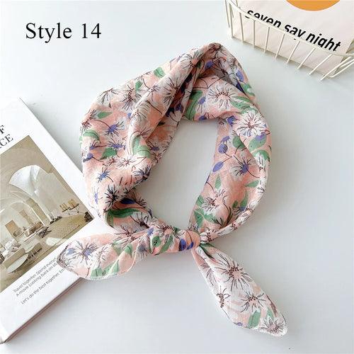 Floral Cotton Linen Square Scarf – 55×55 cm