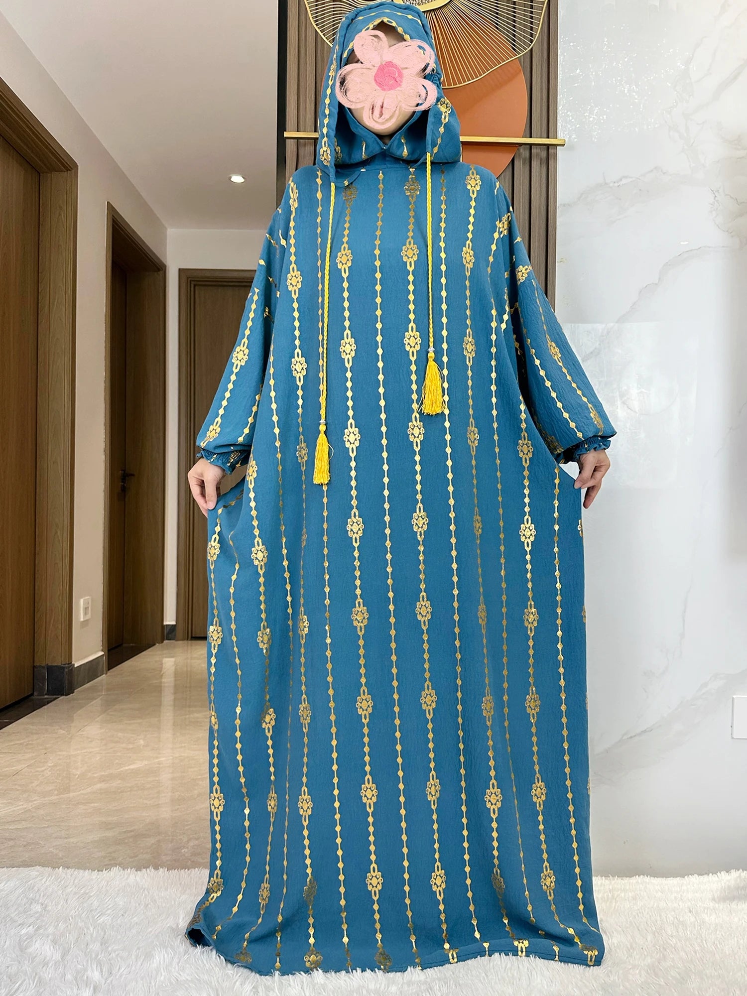 Gold Dust Two-Hat Cotton Abaya – Loose-Fit Prayer Kaftan