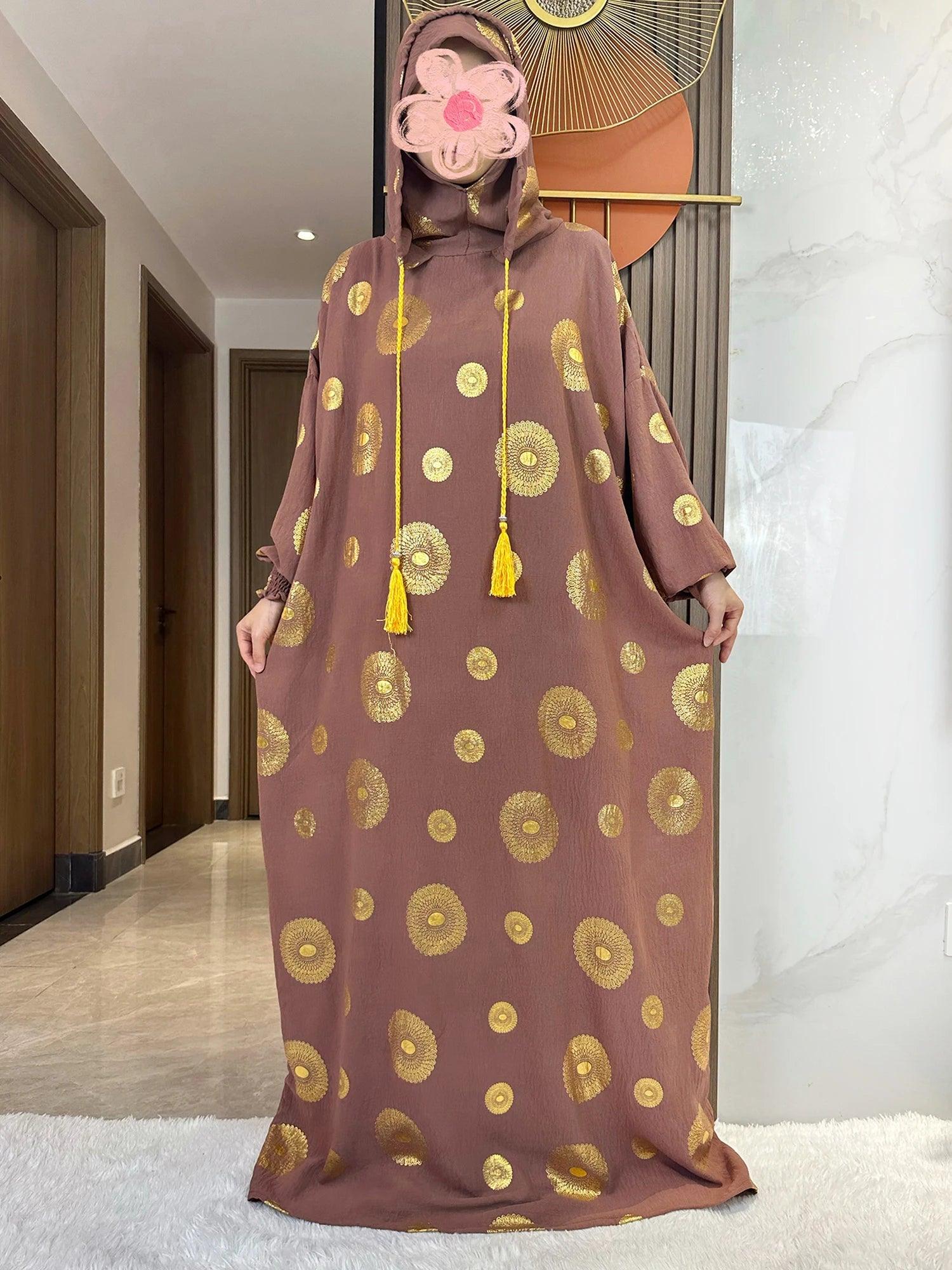 Gold Dust Two-Hat Cotton Abaya – Shimmering Prayer Kaftan