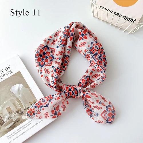 Floral Cotton Linen Square Scarf – 55×55 cm