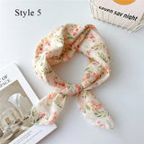 Floral Cotton Linen Square Scarf – 55×55 cm