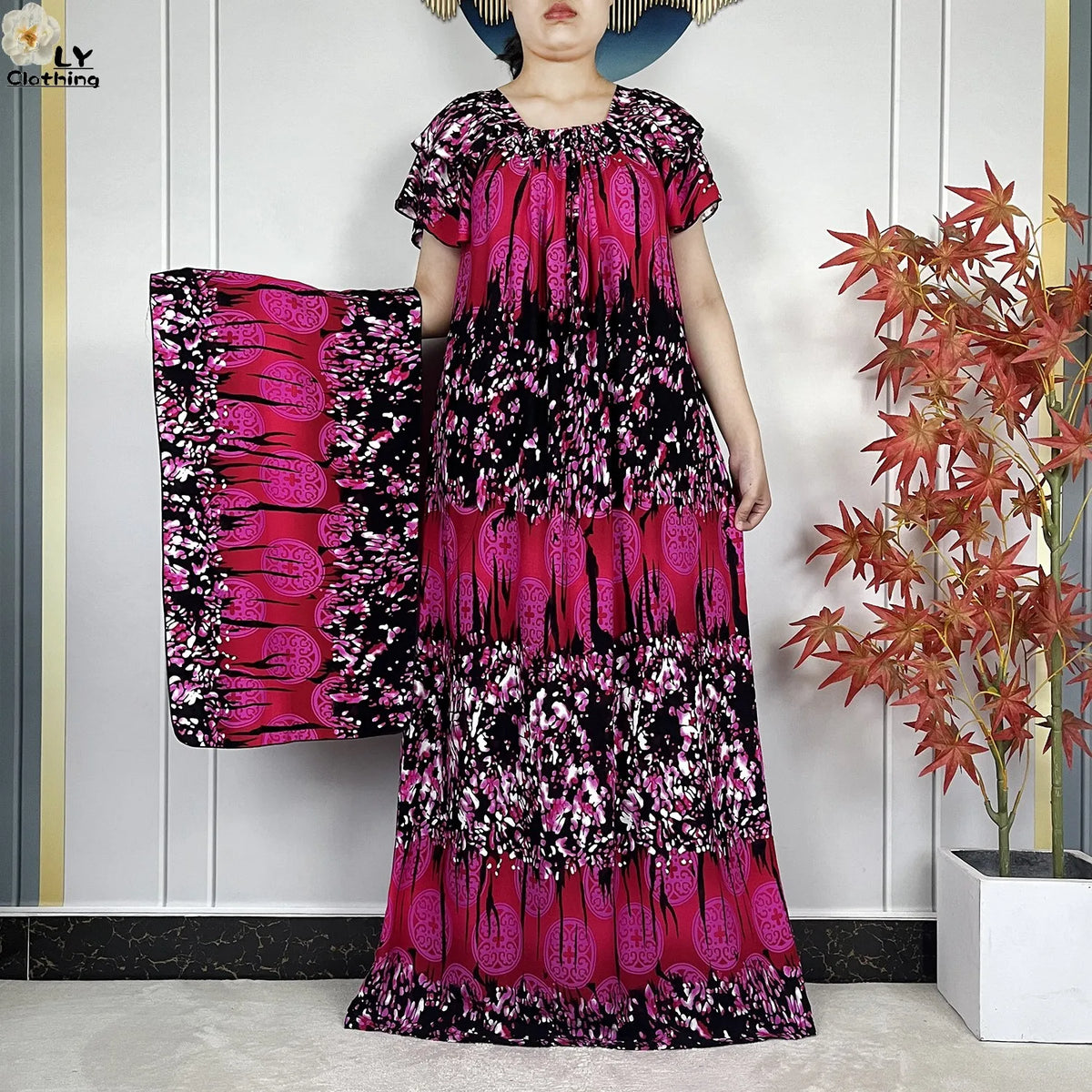 Ornamental Print Dress & Scarf Set in Print 02 — HIA