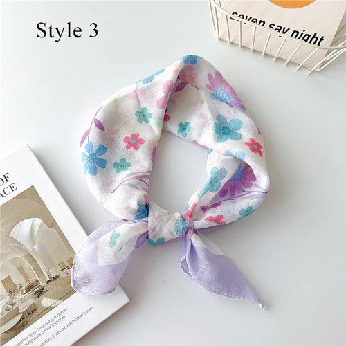 Floral Cotton Linen Square Scarf – 55×55 cm