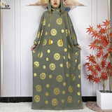Printed Hooded Prayer Dress — Olive Grey | HIA