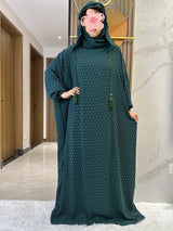 Two-Hat Cotton Abaya – Solid Ramadan Prayer Kaftan