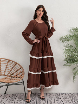 Contrast-Trim Tiered Long Dress — product image 3 | HIA