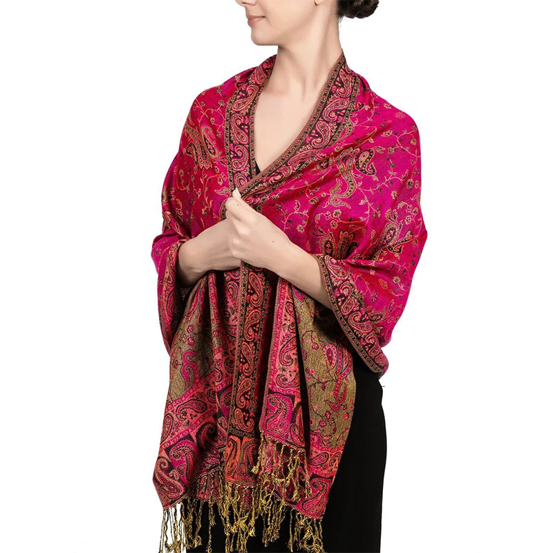 Paisley Border Fringe Shawl — product image 9 | HIA
