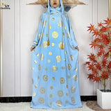 Printed Hooded Prayer Dress — Sky Blue | HIA