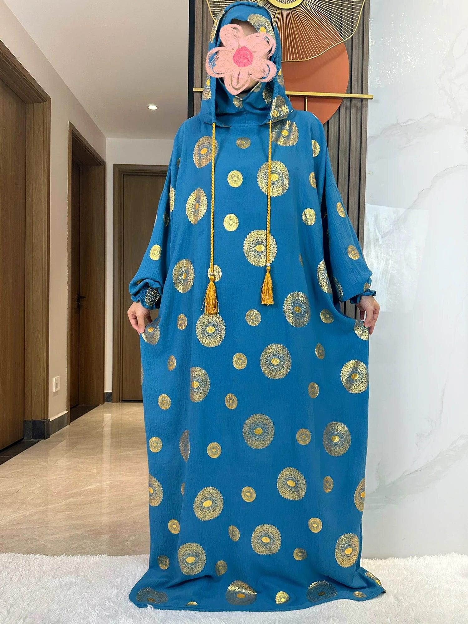 Gold Dust Two-Hat Cotton Abaya – Shimmering Prayer Kaftan