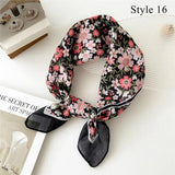 Floral Cotton Linen Square Scarf – 55×55 cm