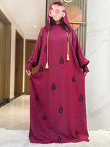 Two-Hat Floral Cotton Abaya – Ramadan Kaftan Dress