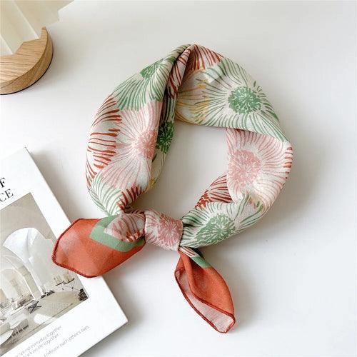 Floral Cotton Linen Square Scarf – 55×55 cm