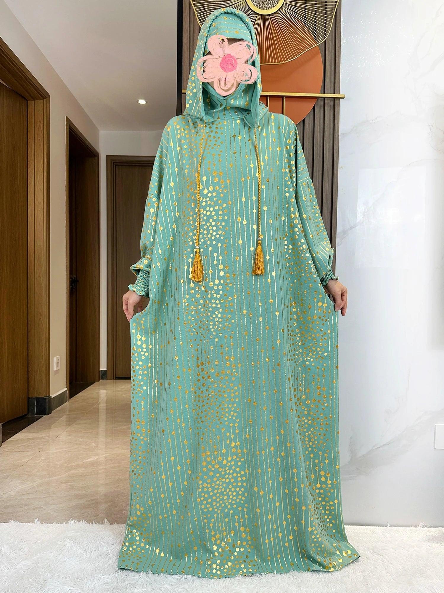 Gold Dust Two-Hat Cotton Abaya – Loose Fit Ramadan Kaftan