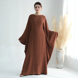 Coffee brown flowing abaya front view