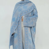 Ornate Paisley Abaya & Shawl Set — Sky Blue pattern and shawl detail
