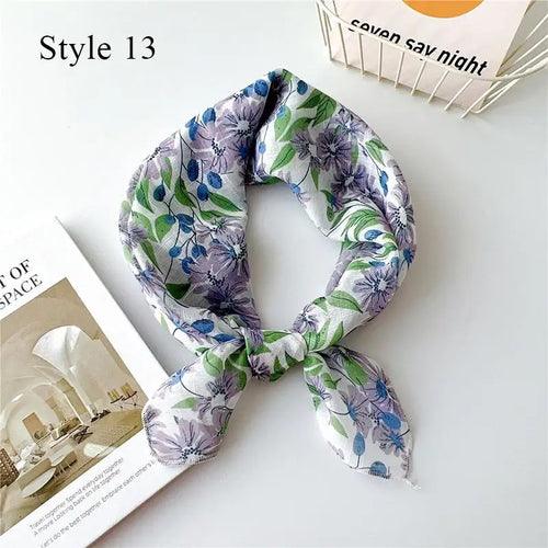 Floral Cotton Linen Square Scarf – 55×55 cm