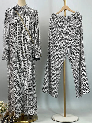 Patterned longline shirt and coordinating trousers by HIA — view 8