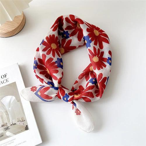 Floral Cotton Linen Square Scarf – 55×55 cm