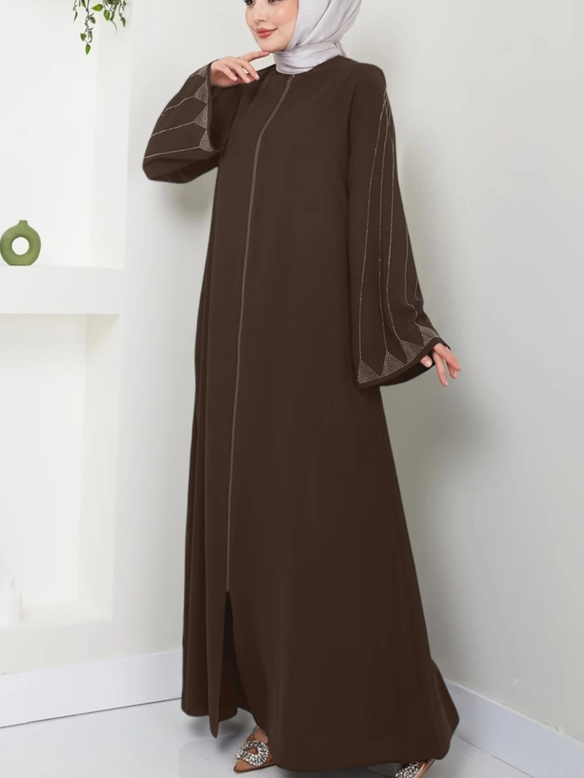 Embellished-Sleeve Zip Abaya — product image 3 | HIA