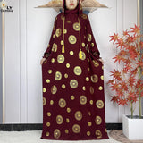 Printed Hooded Prayer Dress — Burgundy | HIA
