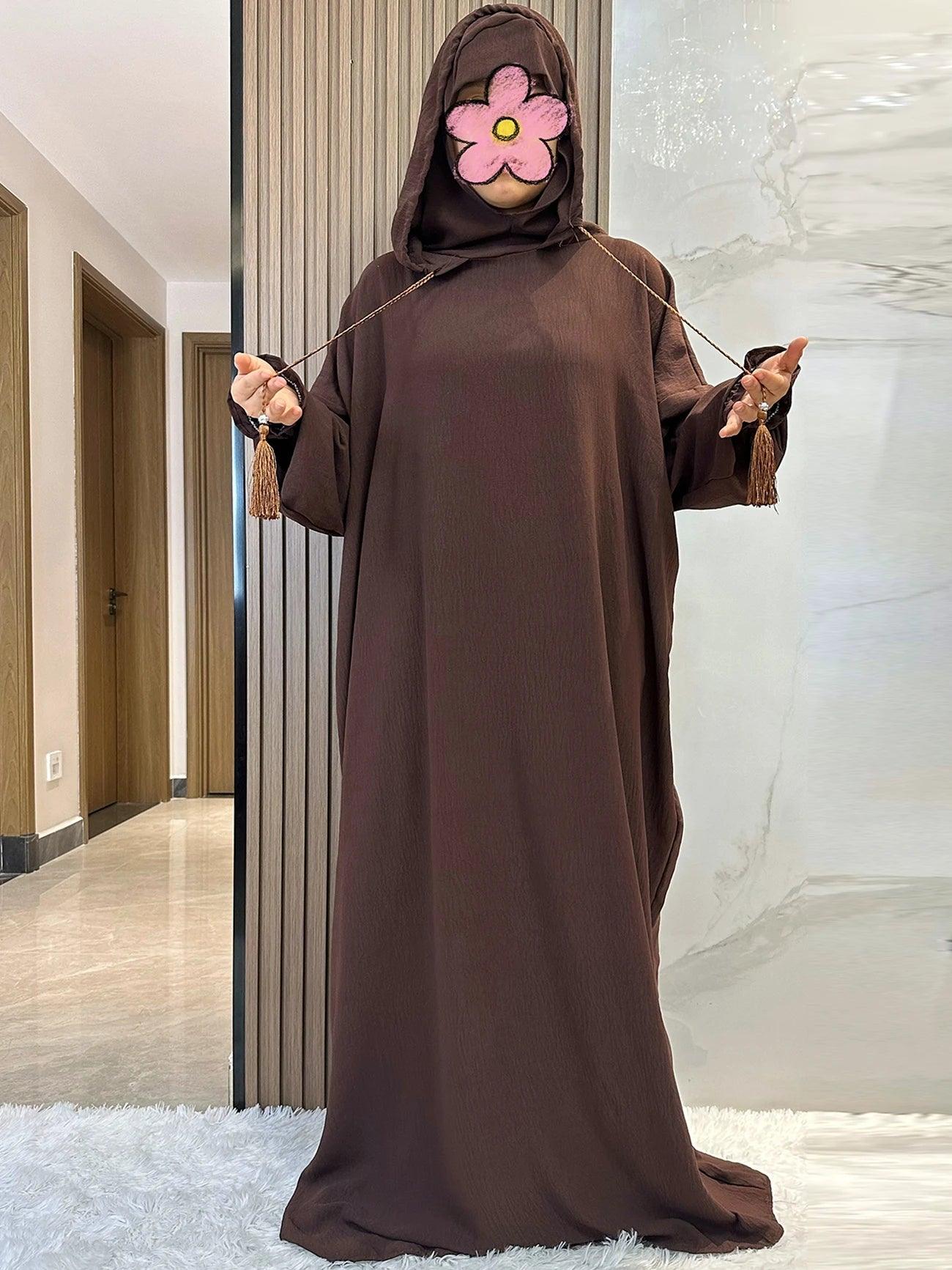 Two-Hat Khimar Cotton Abaya – Hooded Maxi Dress