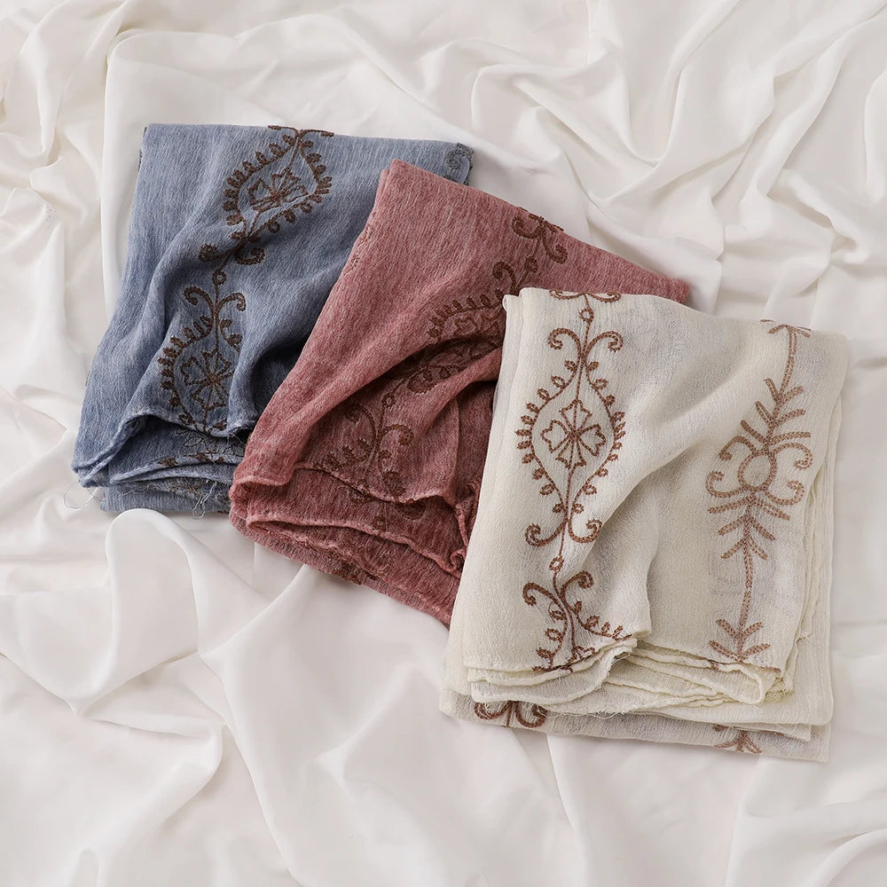 HIA Ornamental Crinkle Hijab — scarf styling and fabric detail, view 5