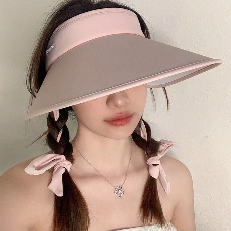 Women’s Ice Silk Wide Brim Sun Visor – UV Protection Hat