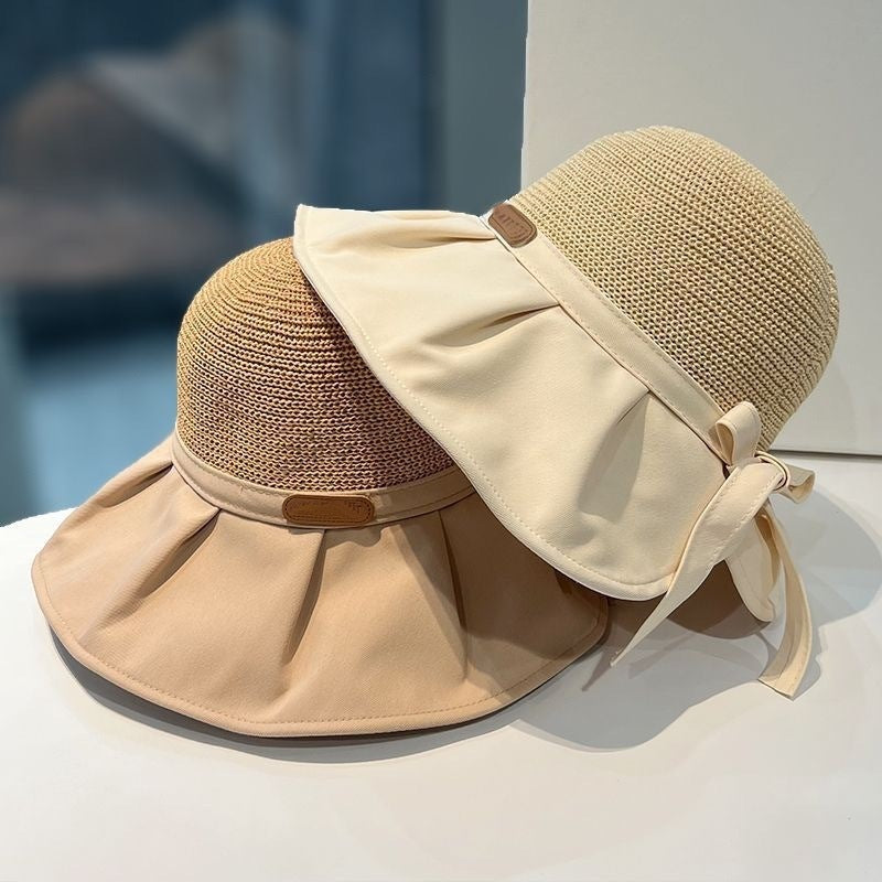 Women’s Bow Straw Sun Hat – Wide Brim UV Protection