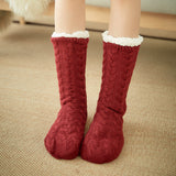 Winter Knitted Plush Floor Socks – Non-Slip Indoor Warm Socks for Men & Women