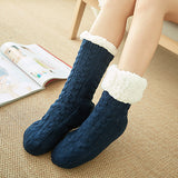Winter Knitted Plush Floor Socks – Non-Slip Indoor Warm Socks for Men & Women