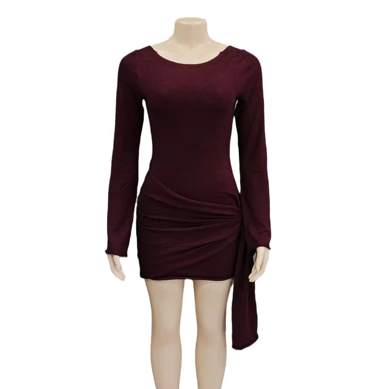 Fashionable Knitted Mini Dress – Long Sleeve High Waist Bodycon