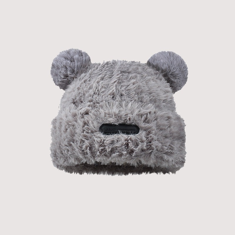 Women’s Plush Bear Hat – Cute Furry Winter Warm Hat