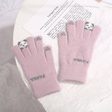 Knitted Panda Touchscreen Gloves – Warm Winter Split Finger Design
