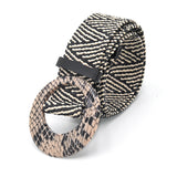 Boho Woven Waist Belt – Wide Linen-Inspired Belt with Round Buckle