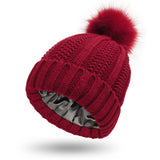 Women’s Satin-Lined Knit Beanie – Winter Pom Pom Hat